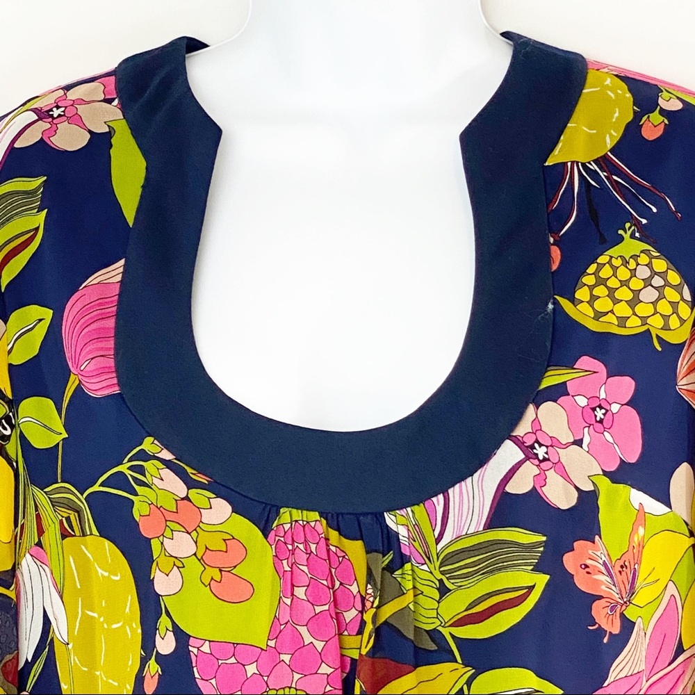 Trina Turk Silk Bonita Bell Sleeve Dress- Retro - Picture 5 of 13